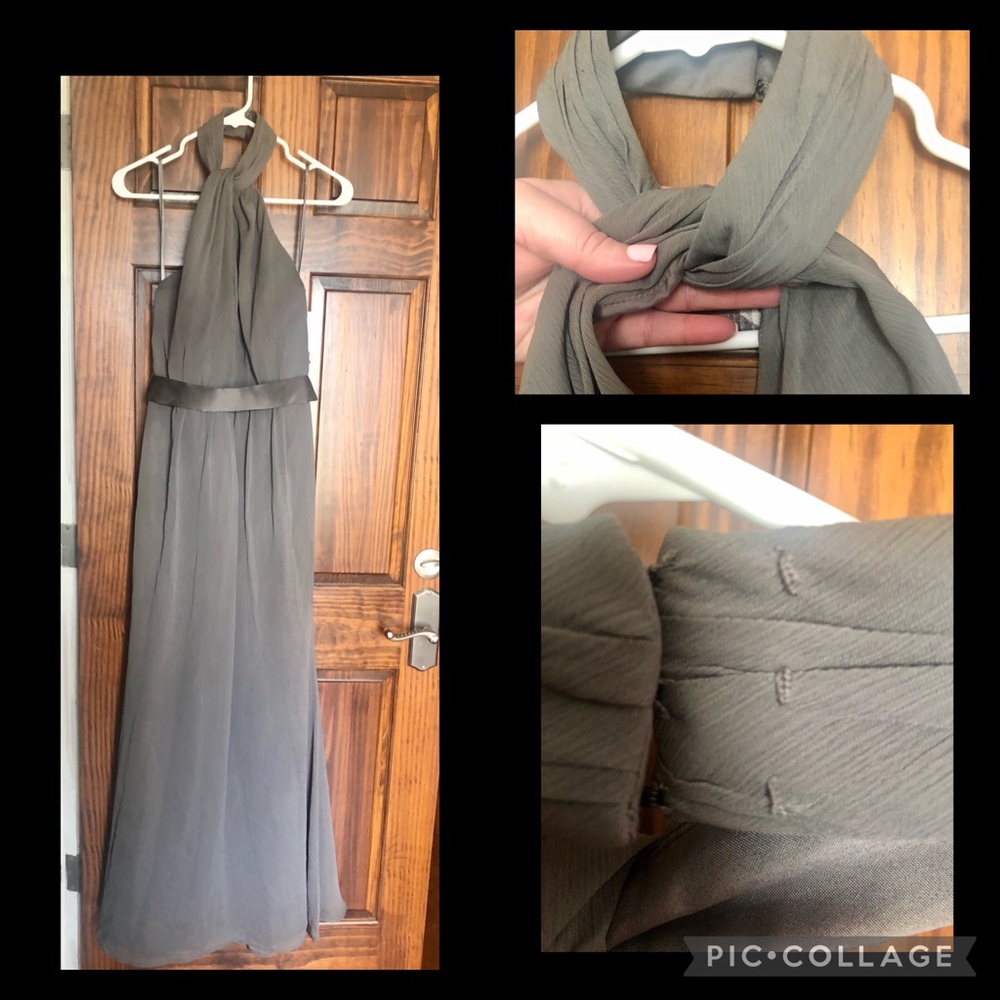 White by Vera Wang Long High Neck Halter Dress 8